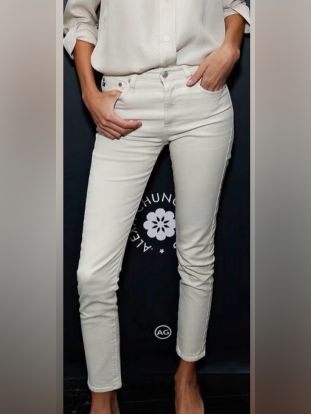 Alexa Chung x Adriano Goldschmied  Brianna High waist ankle jeans ecru chic 30